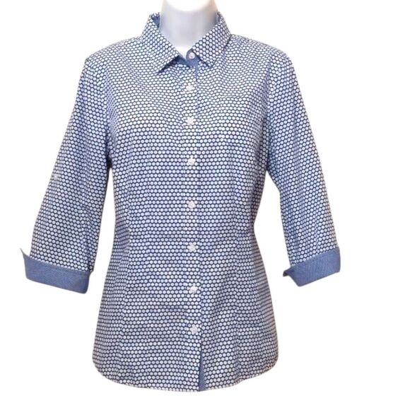 Van Heusen Blue Dot Button Down Cotton Shirt Size M - Picture 1 of 7